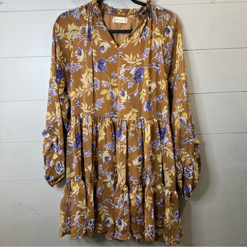 Floral Brown and Purple Dress